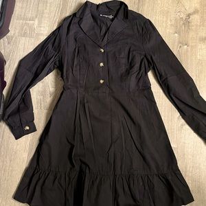 Black collared dress with button detail